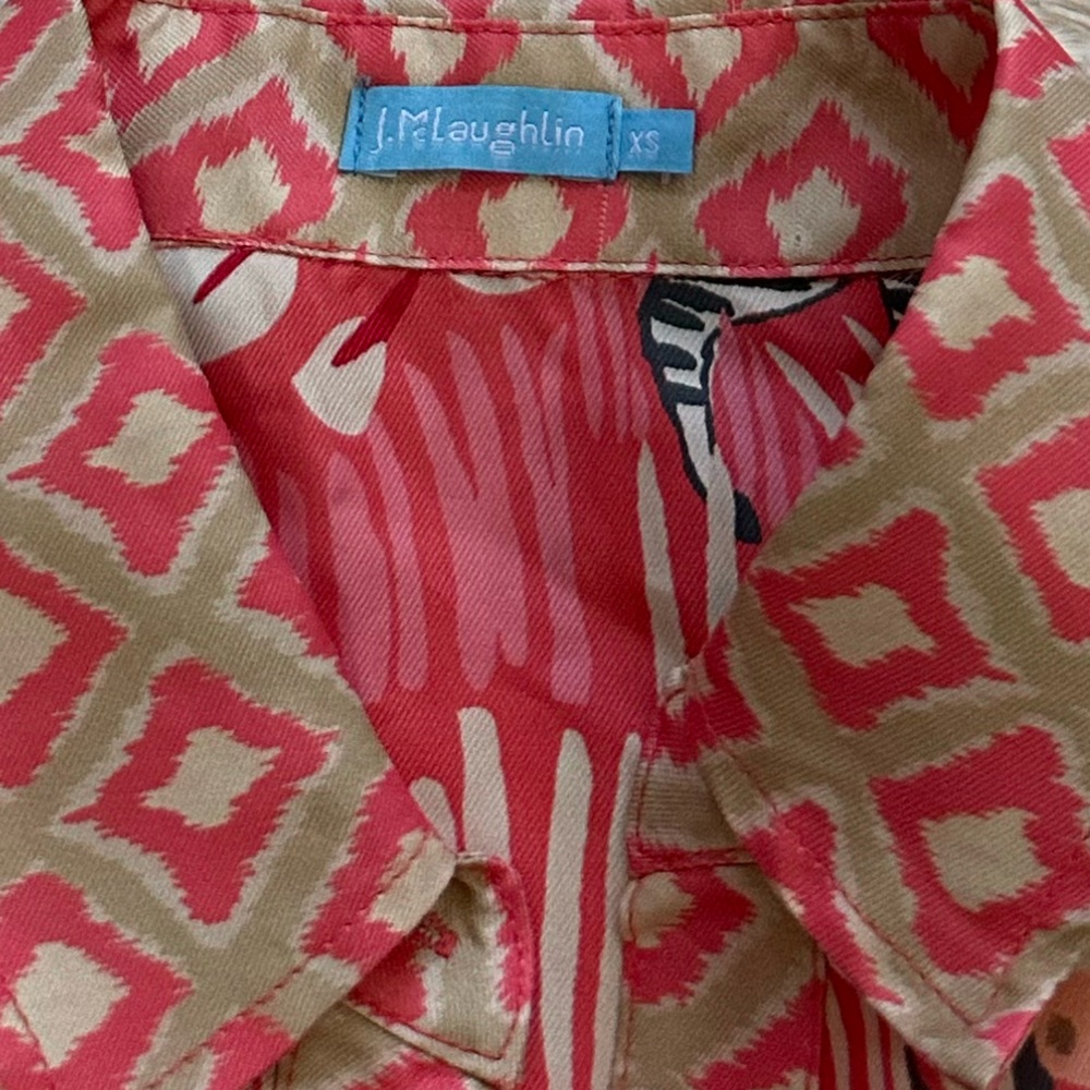 J. McLaughlin Coral Pink Printed Button-Up Blouse LAST FEW HOURS! - Picture 5 of 7